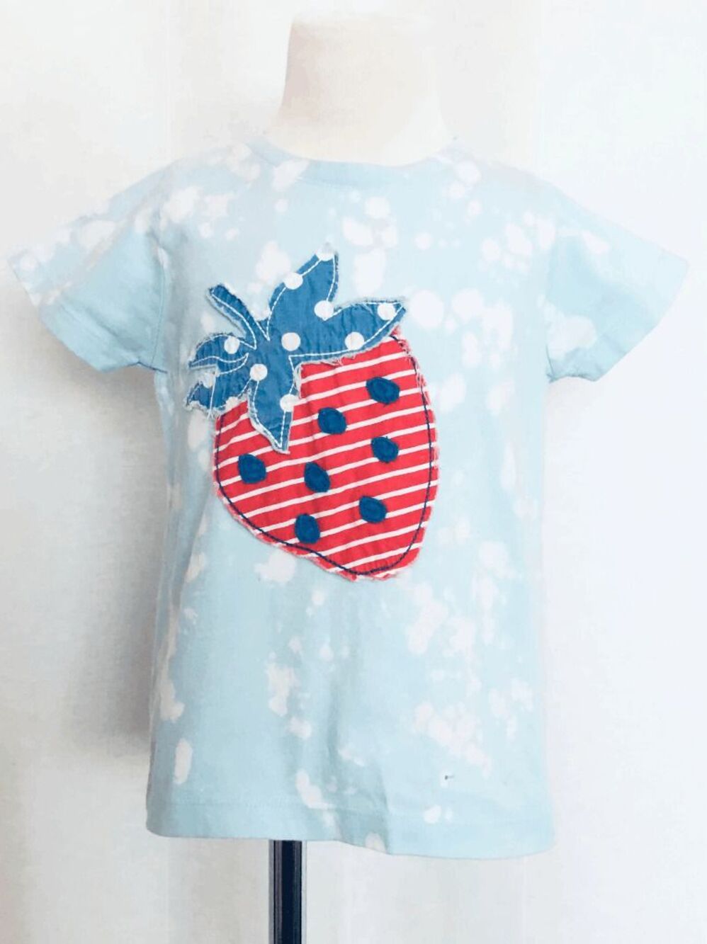 Mini Boden 2/3 Tie Dye Strawberry Appliqué Short Sleeve Top Upcycled